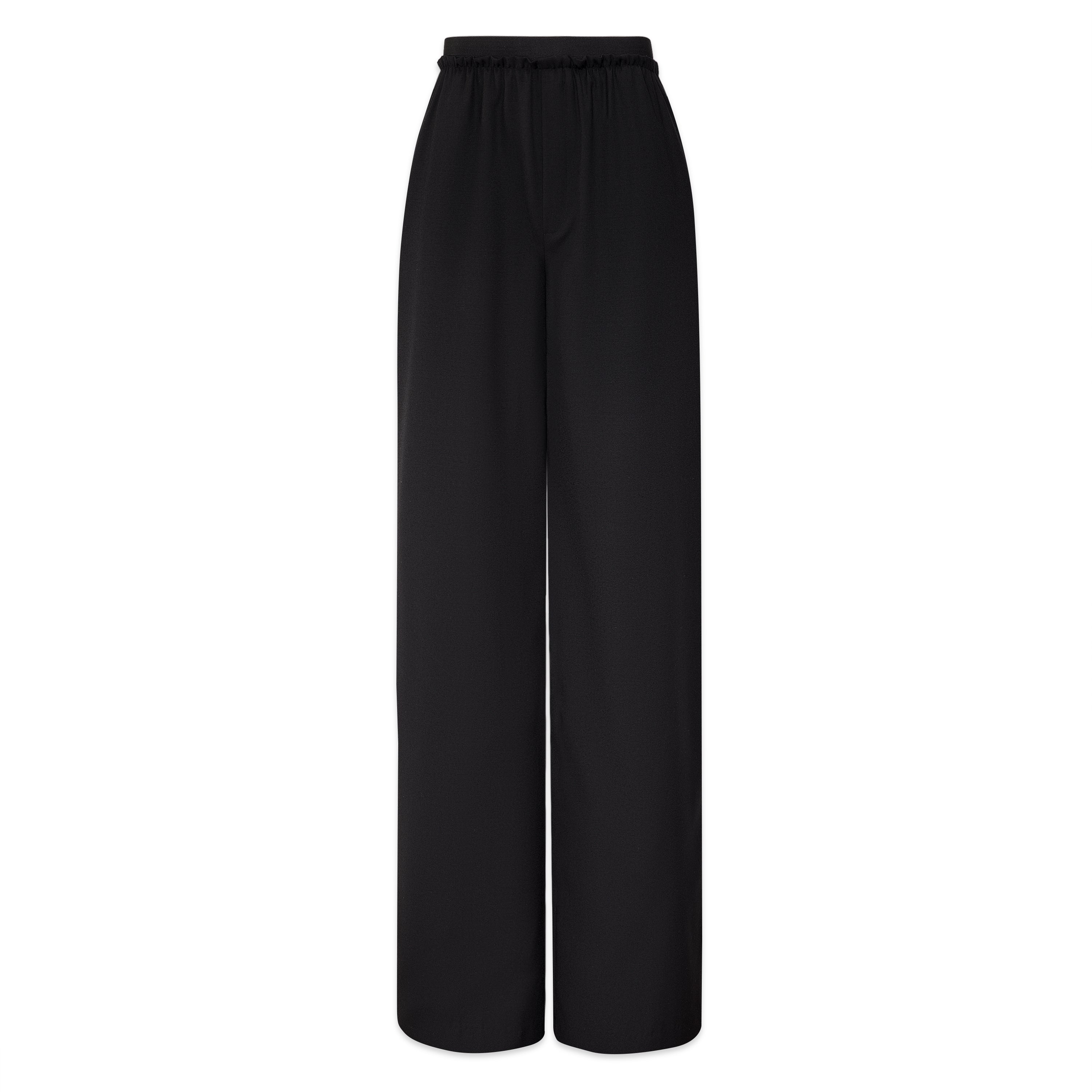 Mimi Plange Black wide-leg pants with elastic waistband on a white background
