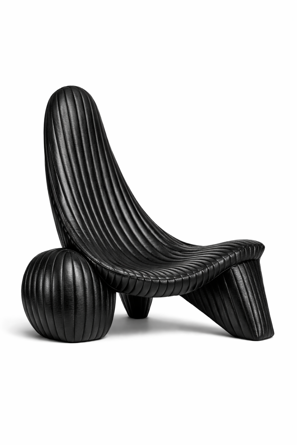 Black ribbed chair on a white background