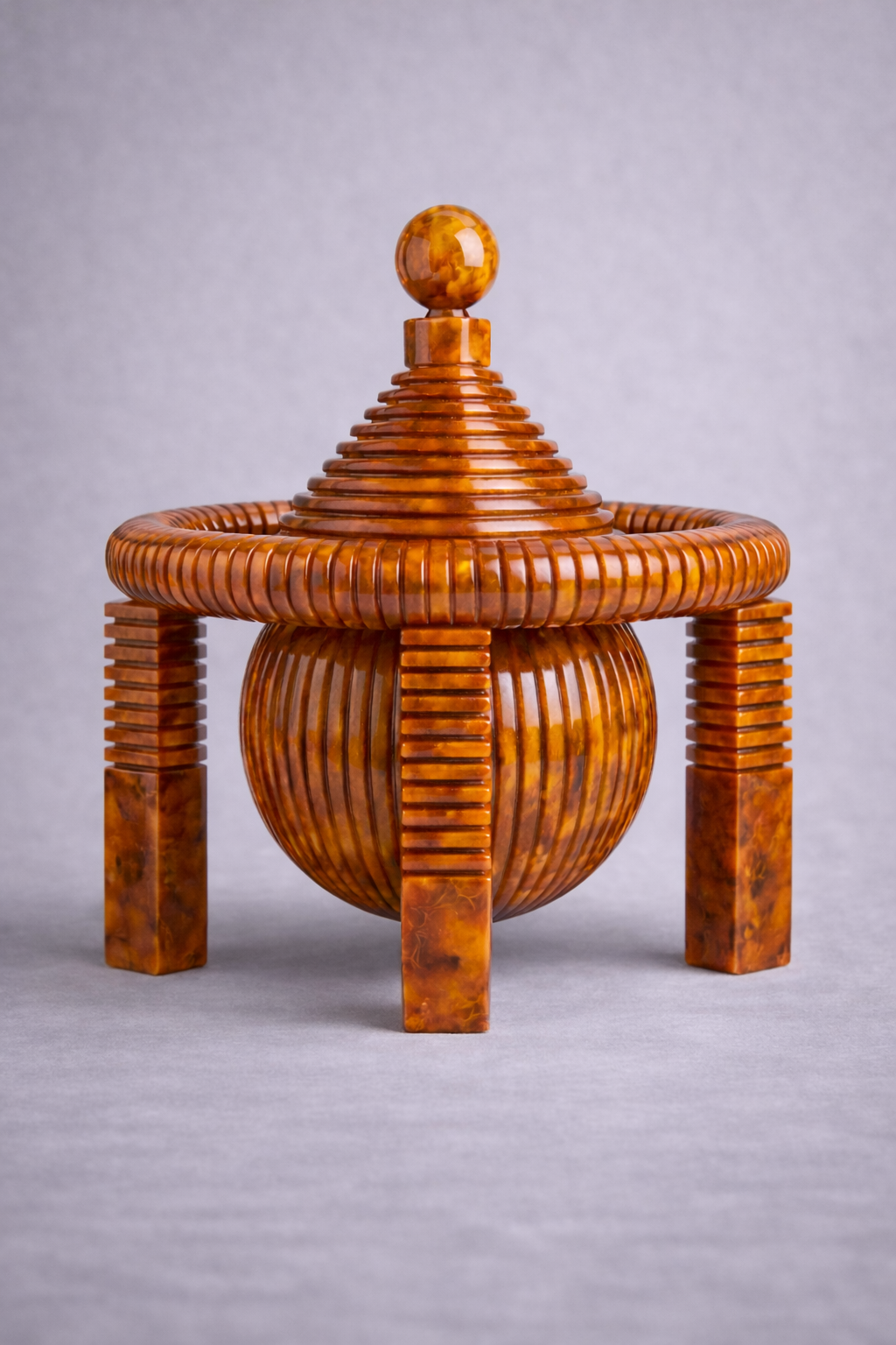 Tortoise decorative object with a lid on a gray background