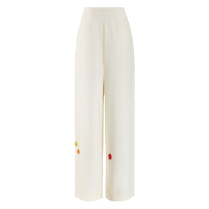 Ivory Whisper Hand-Felted Polkadot Trousers - Mimi Plange