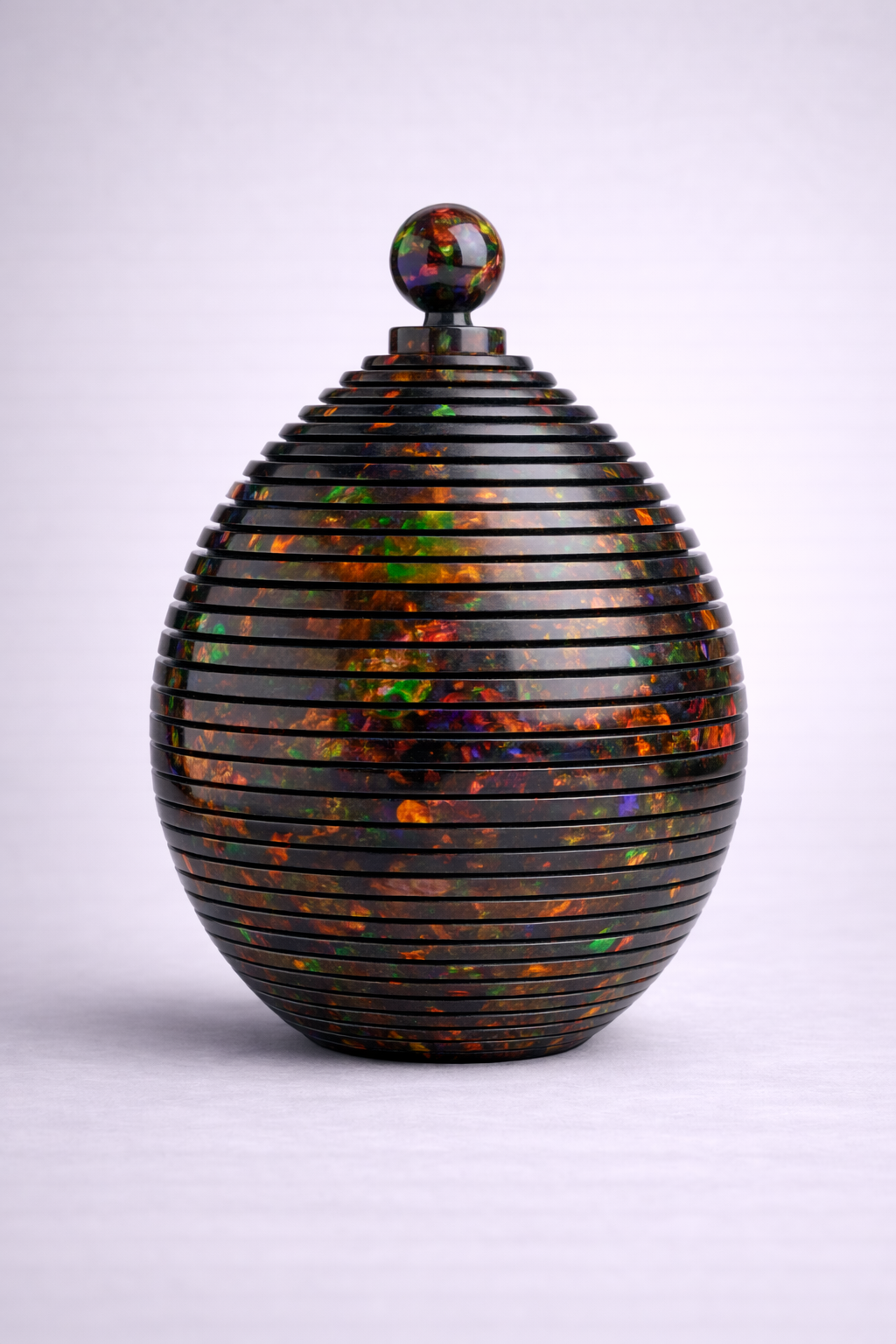 Decorative architectural object with multicolored pattern on a white background