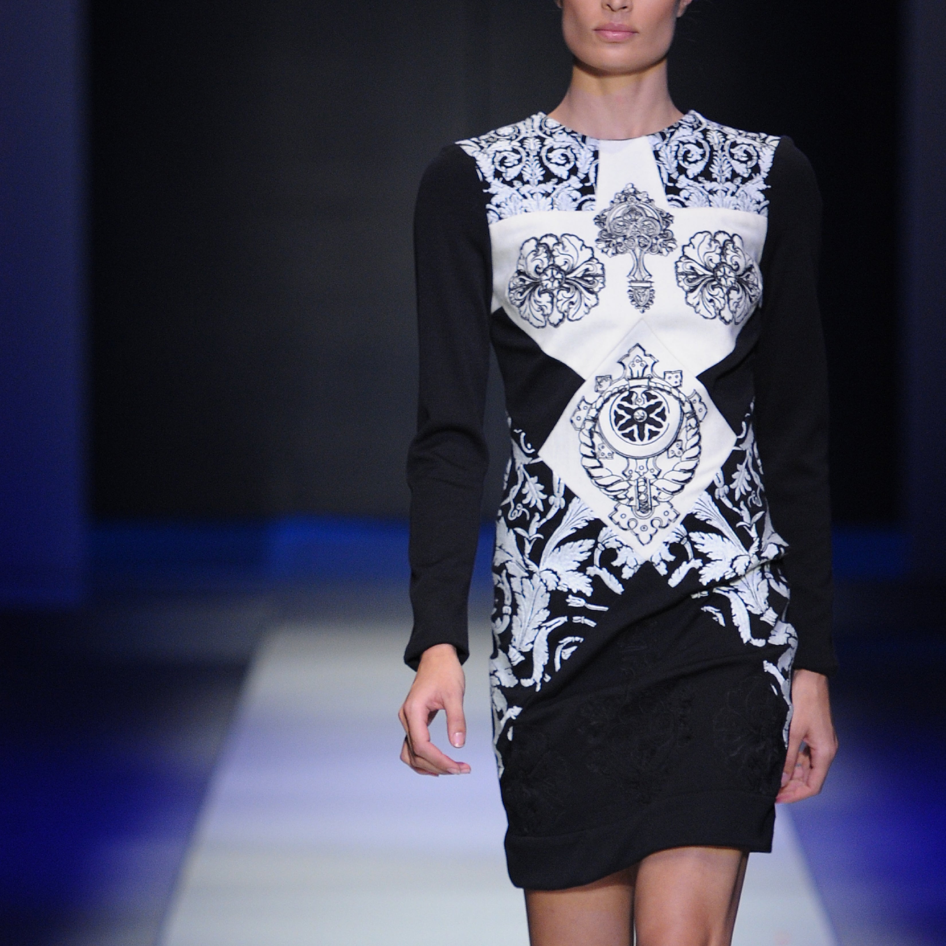Stella, Embroidered Knit Panel Dress - Mimi Plange