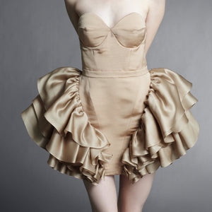 Vintage Deadstock Fabric, Bustier Ruffle Dress - Mimi Plange