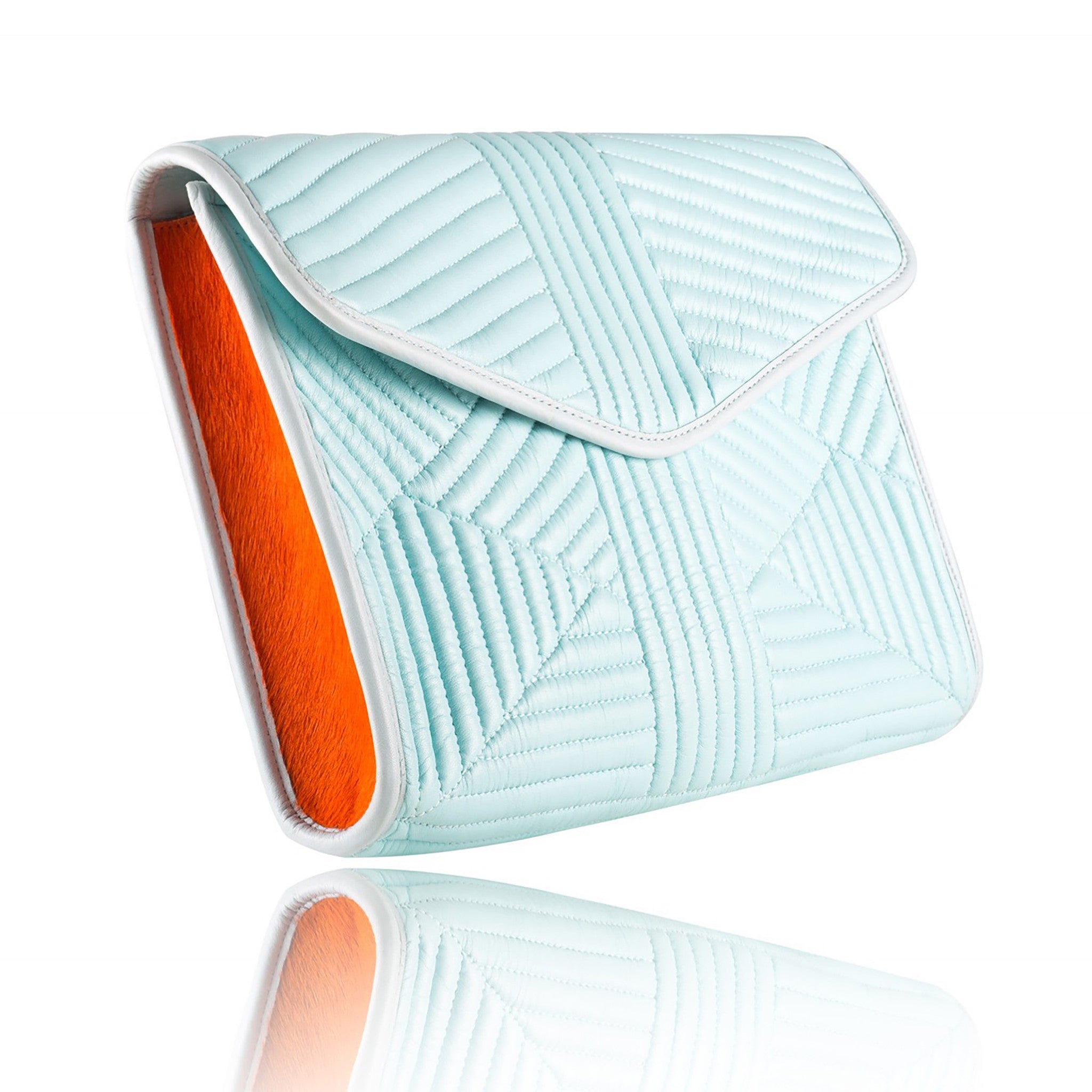 Seafoam Quilted Leather Clutch - Mimi Plange