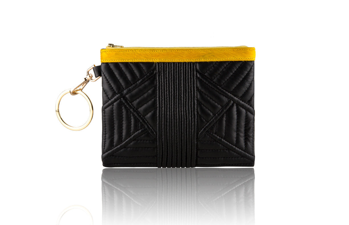 Mini Black Trapunto Quilted Clutch - Mimi Plange